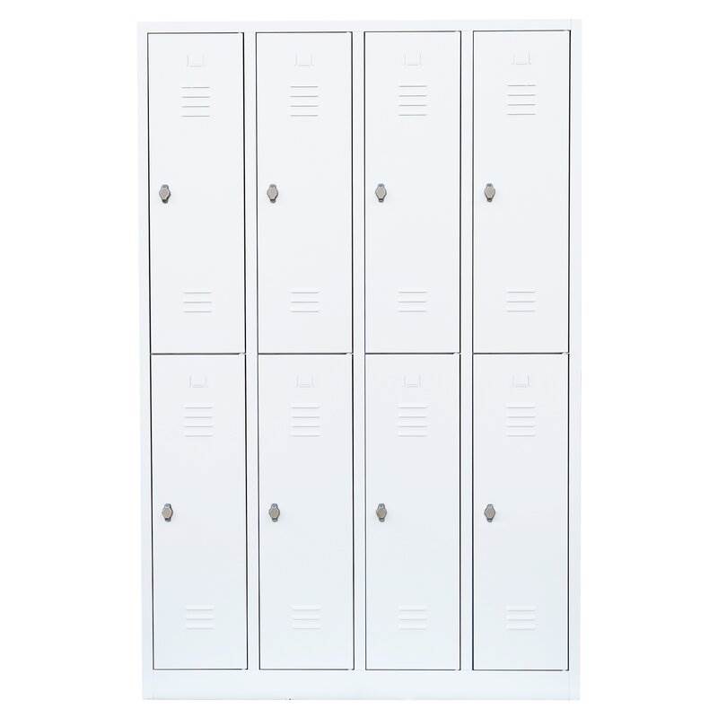 Produktbild Lüllmann Garderobenschrank 4 Abteile doppelstöckig 1800 x 1170 x 500 mm signalweiß bild 2