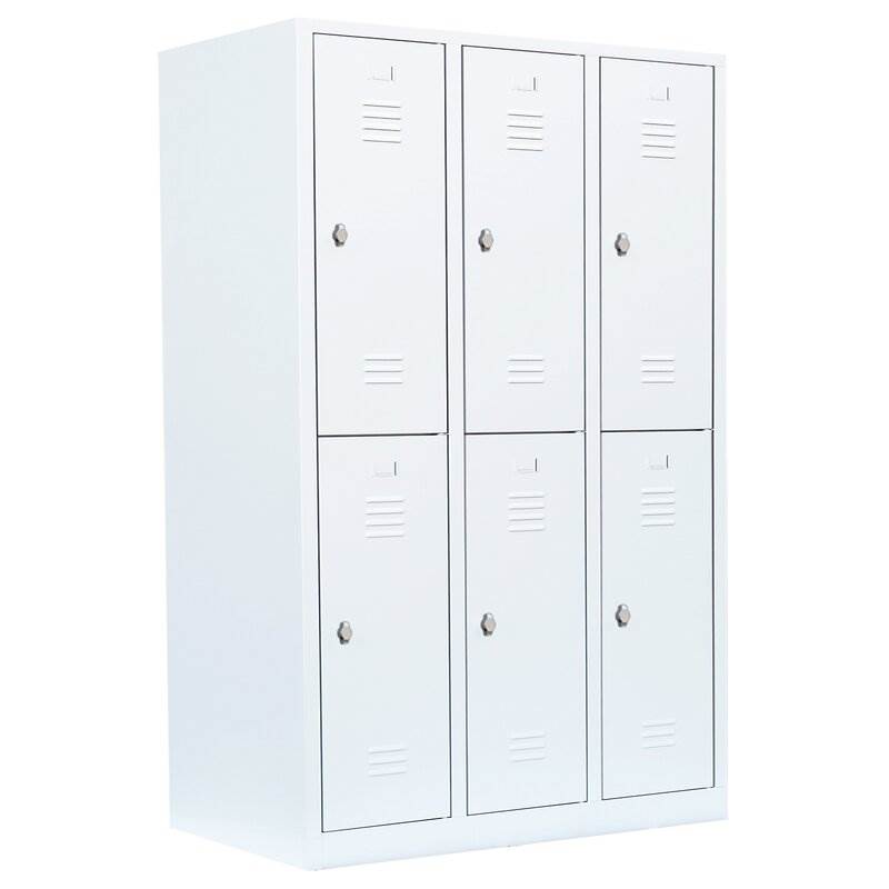 Produktbild Lüllmann Garderobenschrank 3 Abteile doppelstöckig 1800 x 1185 x 500 mm signalweiß