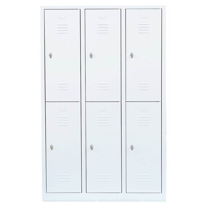 Produktbild Lüllmann Garderobenschrank 3 Abteile doppelstöckig 1800 x 1185 x 500 mm signalweiß bild 2