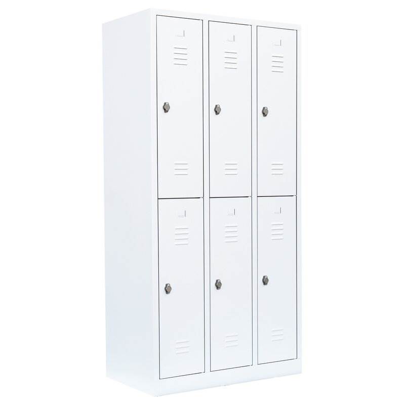 Produktbild Lüllmann Garderobenschrank 3 Abteile doppelstöckig 1800 x 885 x 500 mm signalweiß bild 1