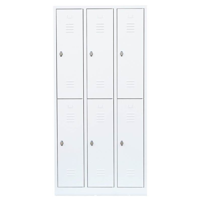 Produktbild Lüllmann Garderobenschrank 3 Abteile doppelstöckig 1800 x 885 x 500 mm signalweiß bild 2