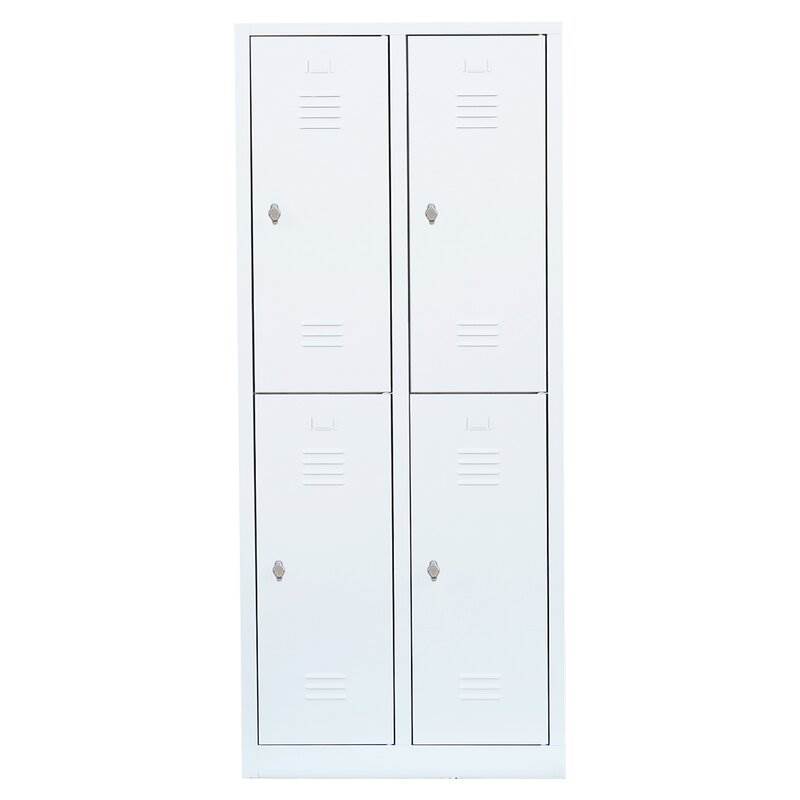Produktbild Lüllmann Garderobenschrank 2 Abteile doppelstöckig 1800 x 800 x 500 mm signalweiß bild 2