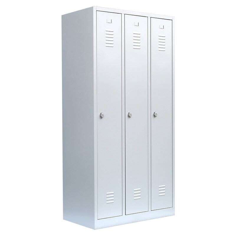 Produktbild Lüllmann Garderobenschrank 3 Abteile 1800 x 885 x 500 mm RAL 7035 lichtgrau