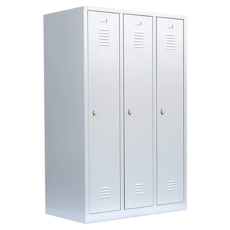 Produktbild Lüllmann Garderobenschrank mit 3 Abteilen 1800 x 1185 x 500 mm RAL 7035 lichtgrau bild 1