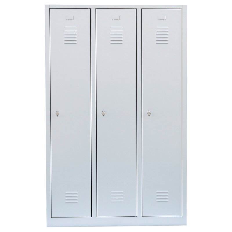 Produktbild Lüllmann Garderobenschrank mit 3 Abteilen 1800 x 1185 x 500 mm RAL 7035 lichtgrau bild 2