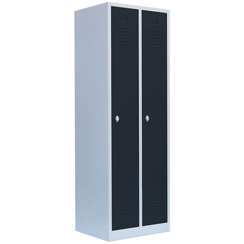 Produktbild Lüllmann Garderobenschrank 2 Abteile 1800 x 600 x 500 mm lichtgrau mit anthrazit