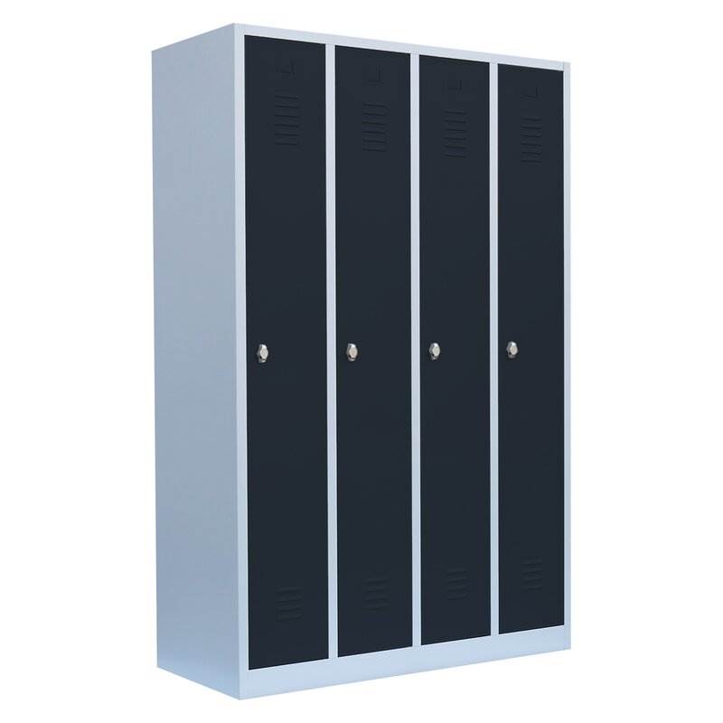 Produktbild Lüllmann Garderobenschrank 4 Abteile 1800 x 1170 x 500 mm lichtgrau mit anthrazit