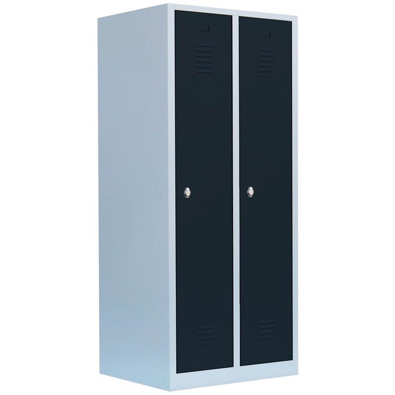 Produktbild Lüllmann Garderobenschrank 2 Abteile 1800 x 800 x 500 mm lichtgrau mit anthrazit
