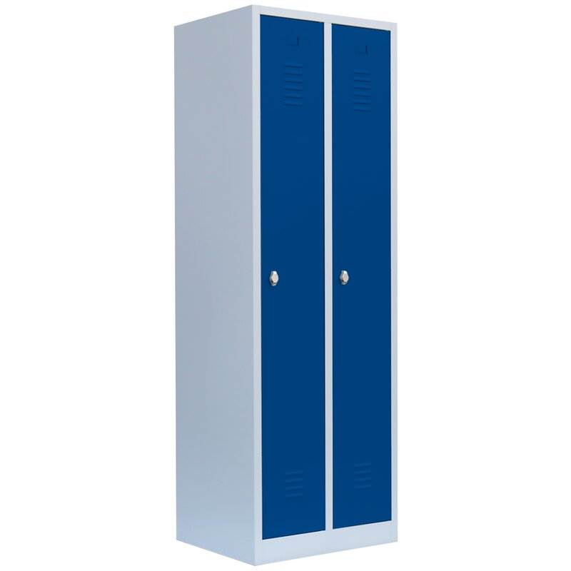 Produktbild Lüllmann Garderobenschrank 1800 x 500 x 500 mm lichtgrau mit enzianblau