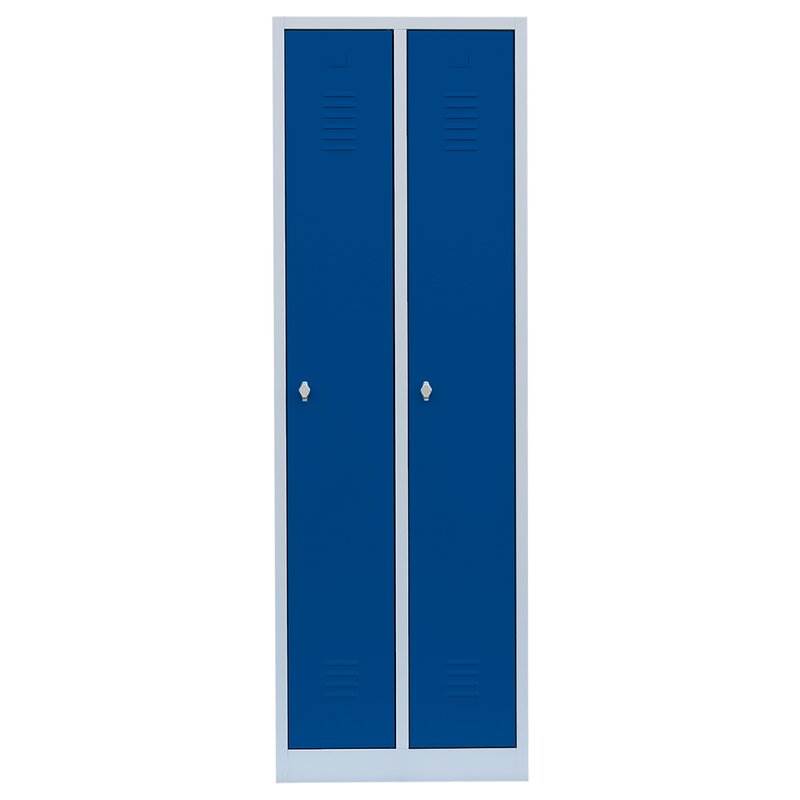 Produktbild Lüllmann Garderobenschrank 2 Abteile 1800 x 600 x 500 mm lichtgrau mit enzianblau bild 2