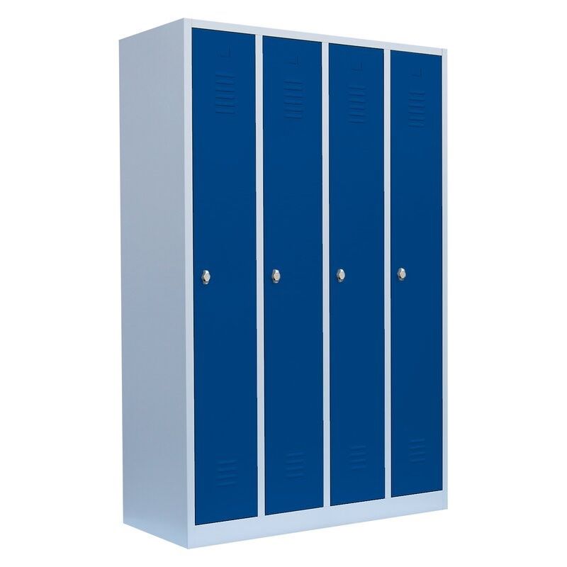 Produktbild Lüllmann Garderobenschrank 4 Abteile 1800 x 1170 x 500 mm lichtgrau enzianblau bild 2