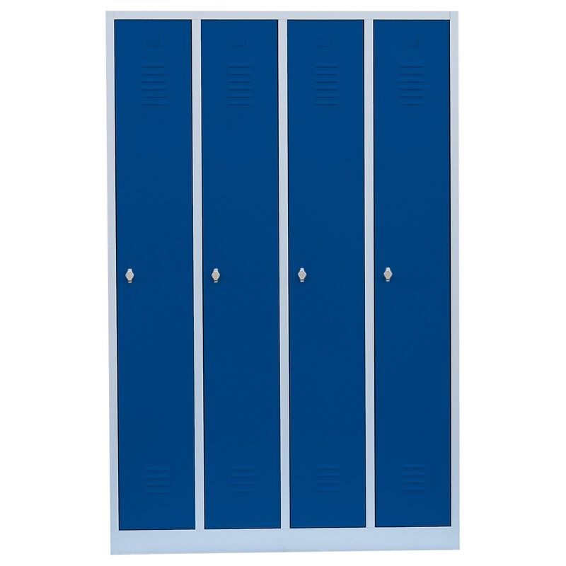Produktbild Lüllmann Garderobenschrank 4 Abteile 1800 x 1170 x 500 mm lichtgrau enzianblau