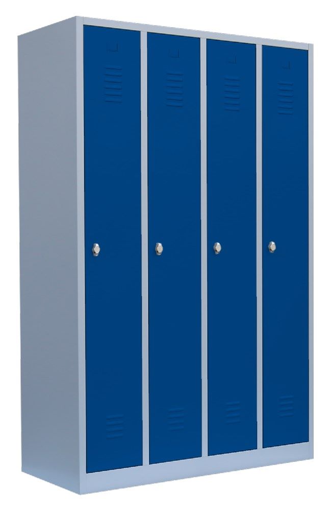Produktbild Lüllmann Garderobenschrank 4 Abteile 1800 x 1170 x 500 mm lichtgrau enzianblau bild 3