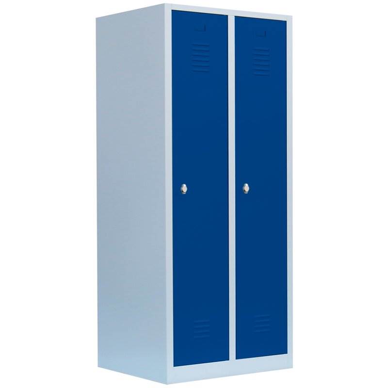 Produktbild Lüllmann Garderobenschrank 2 Abteile 1800 x 800 x 500 mm lichtgrau mit enzianblau