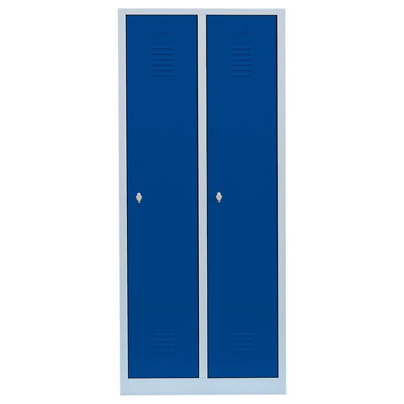 Produktbild Lüllmann Garderobenschrank 2 Abteile 1800 x 800 x 500 mm lichtgrau mit enzianblau bild 2