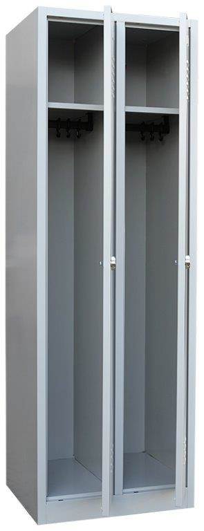 Produktbild Lüllmann Garderobenschrank 2 Abteile 1800 x 800 x 500 mm lichtgrau mit enzianblau bild 4