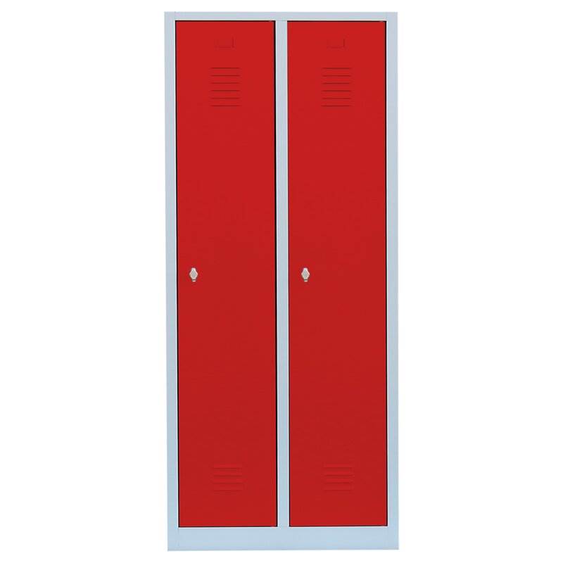 Produktbild Lüllmann Garderobenschrank 2 Abteile 1800 x 800 x 500 mm lichtgrau mit feuerrot bild 2
