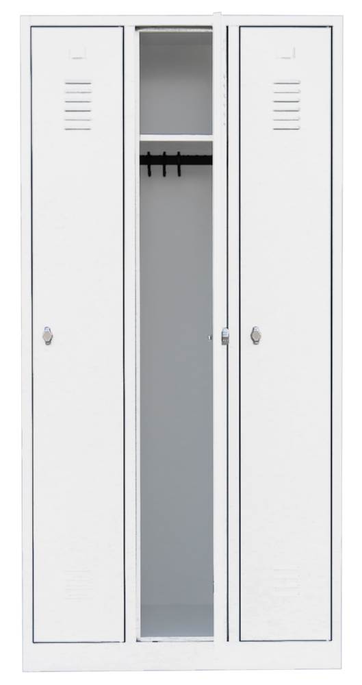 Produktbild Lüllmann Garderobenschrank 3 Abteile 1800 x 885 x 500 mm signalweiß bild 2