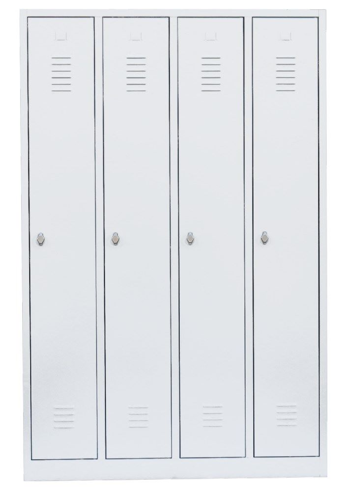Produktbild Lüllmann Garderobenschrank 4 Abteile 1800 x 1170 x 500 mm signalweiß