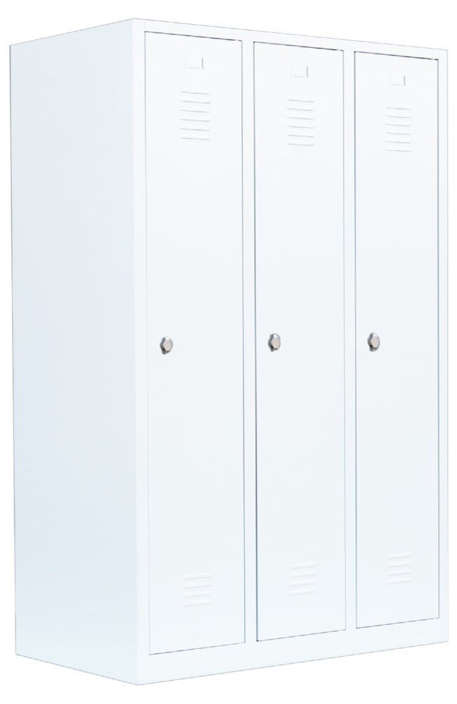 Produktbild Lüllmann Garderobenschrank 3 Abteile S/W Trennung 1800 x 1185 x 500 mm signalweiß bild 2