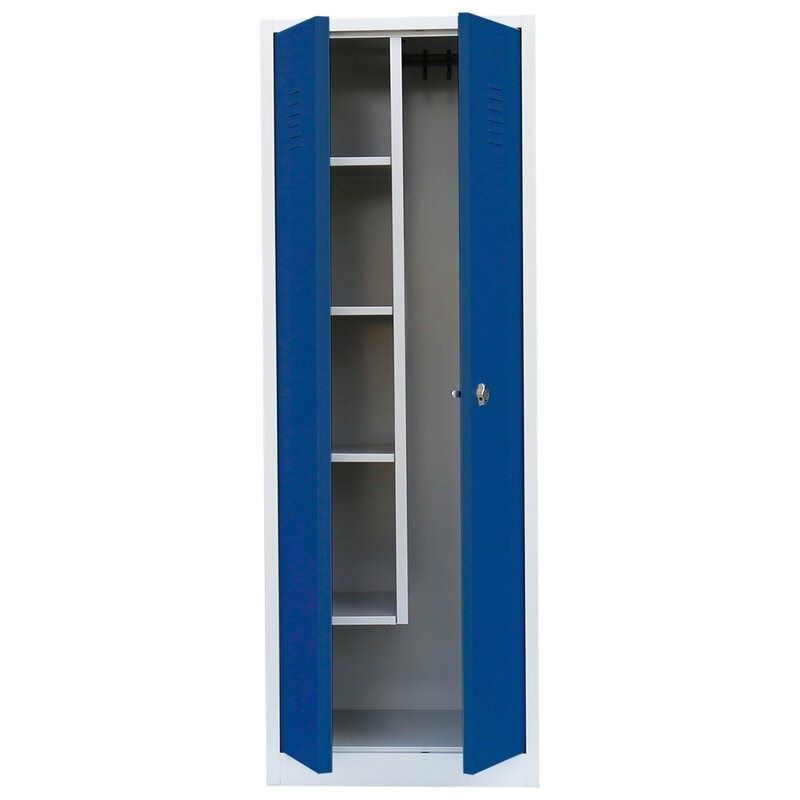 Produktbild Lüllmann Geräteschrank Garderobenschr 1800 x 800 x500 mm lichtgrau enzianblau bild 2