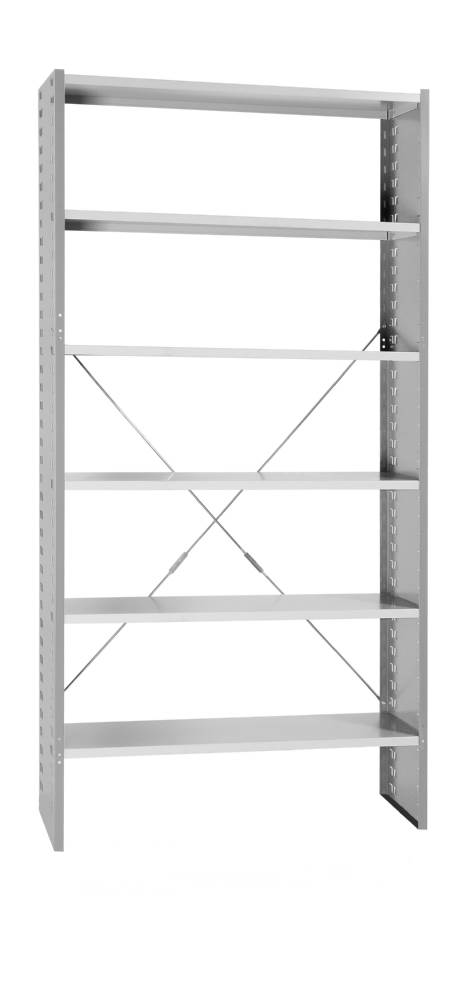 Produktbild Lüllmann Grundregal Stecksystem 6 Fachböden 1980 x 1000 x 400 mm in lichtgrau
