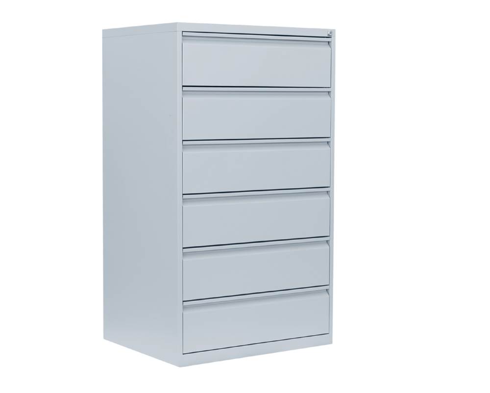 Produktbild Lüllmann Karteischrank 6 Schubladen dreibahnig 1320 x 760 x 620 mm in lichtgrau