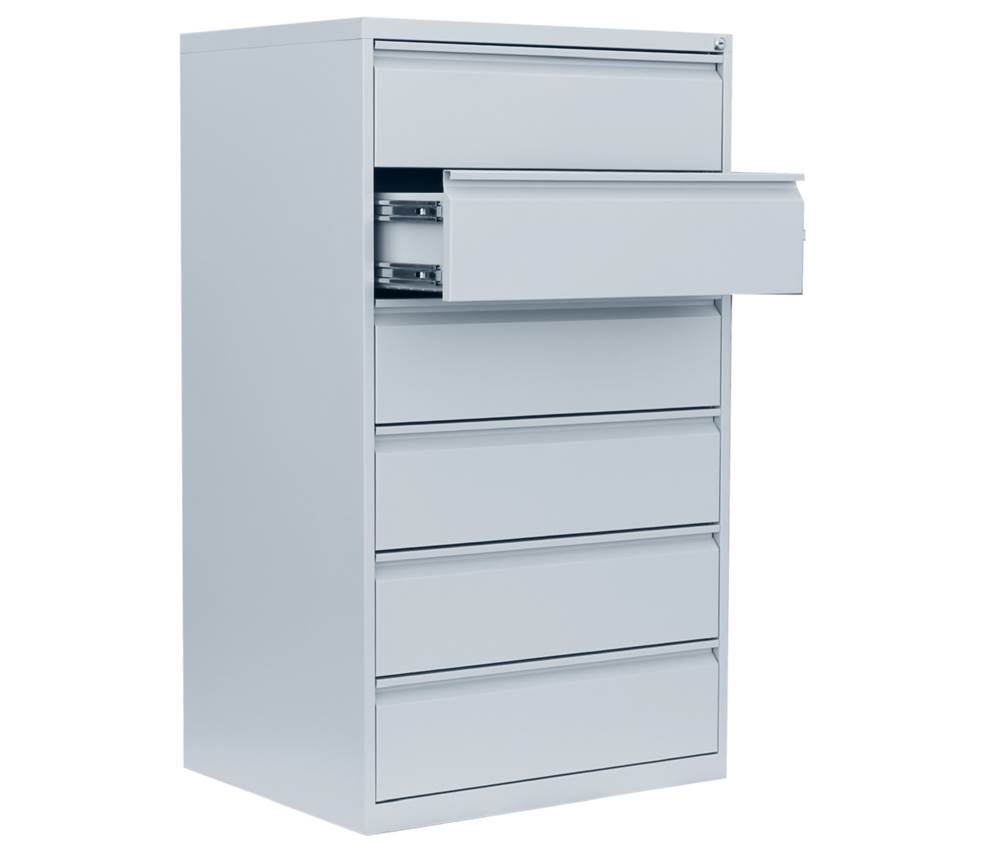 Produktbild Lüllmann Karteischrank 6 Schubladen dreibahnig 1320 x 760 x 620 mm in lichtgrau bild 3