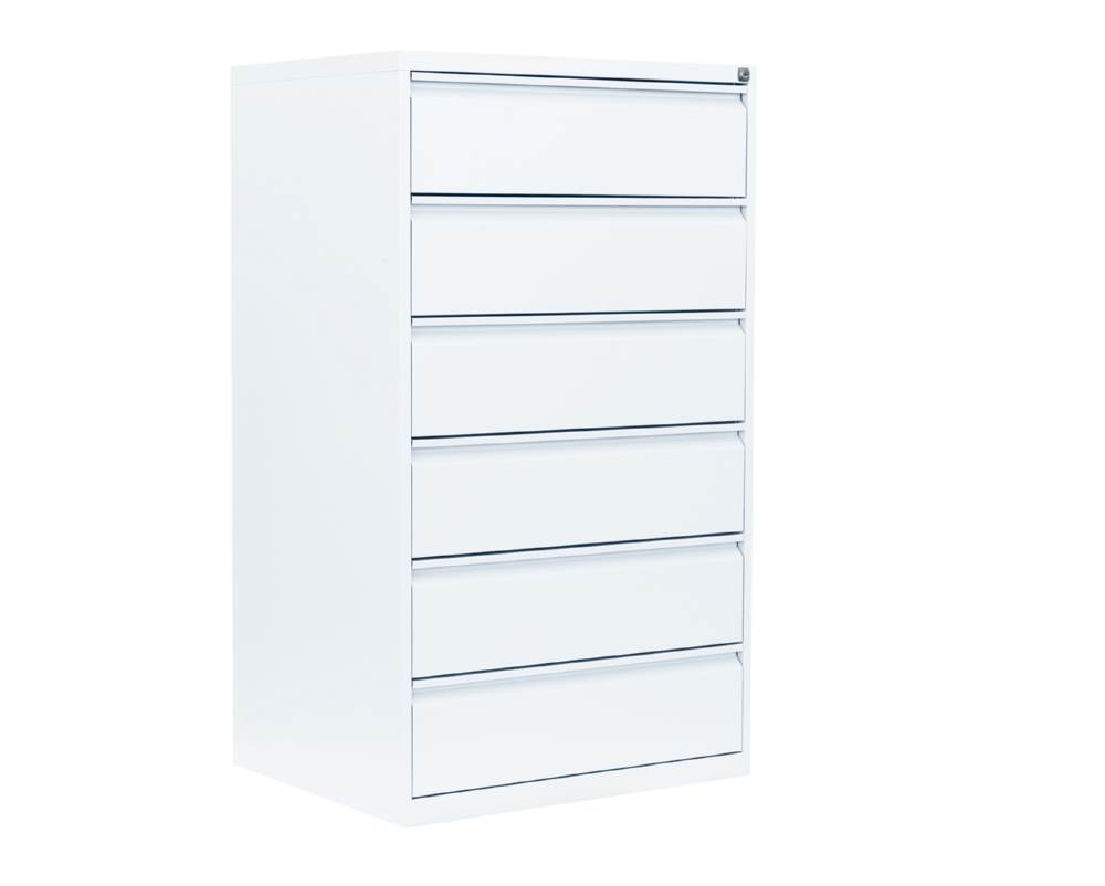 Produktbild Lüllmann Karteischrank 6 Schubladen dreibahnig 1320 x 760 x 620 mm in signalweiß