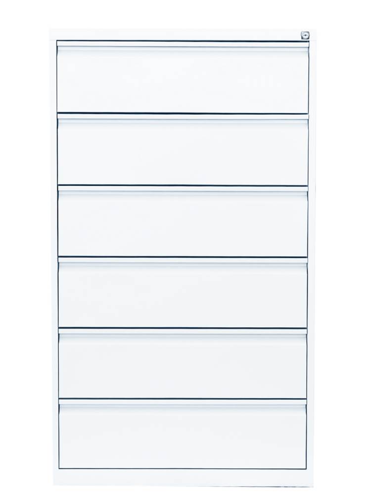 Produktbild Lüllmann Karteischrank 6 Schubladen dreibahnig 1320 x 760 x 620 mm in signalweiß bild 2