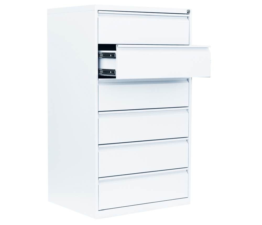 Produktbild Lüllmann Karteischrank 6 Schubladen dreibahnig 1320 x 760 x 620 mm in signalweiß bild 3