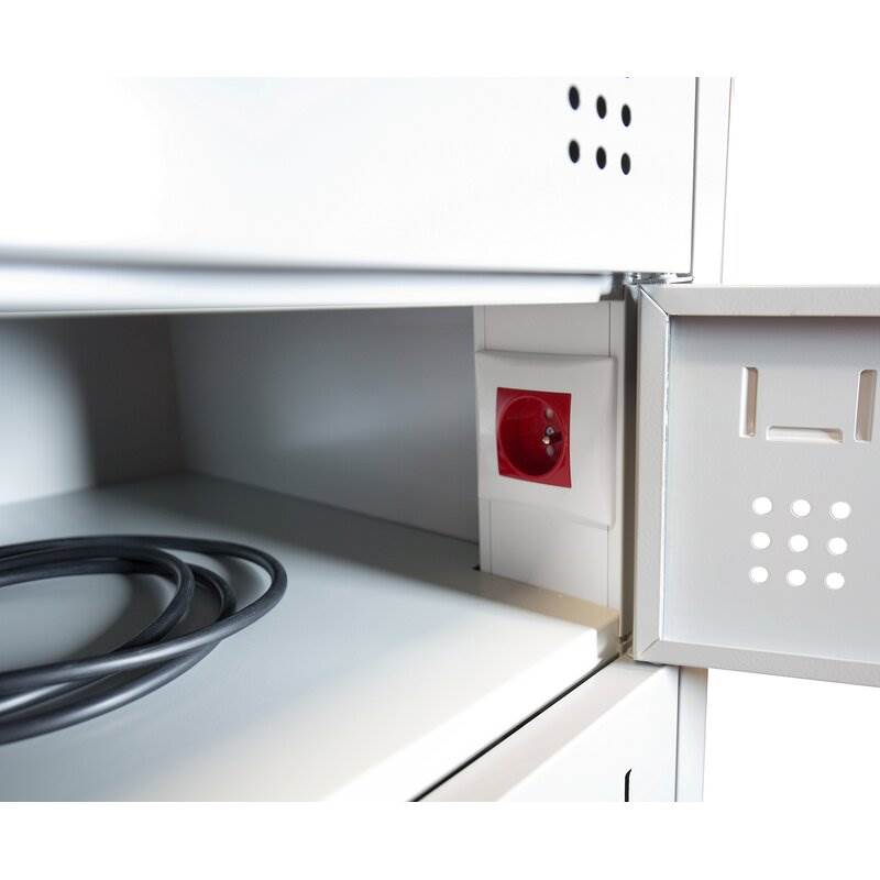 Produktbild Lüllmann Laptopschrank,elektrifiziert 10 Fächer 1800 x 500 x 500 mm in lichtgrau bild 2