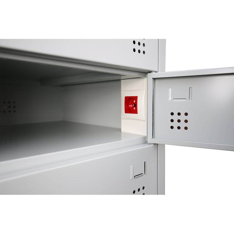 Produktbild Lüllmann Laptopschrank,elektrifiziert 10 Fächer 1800 x 500 x 500 mm in lichtgrau bild 4