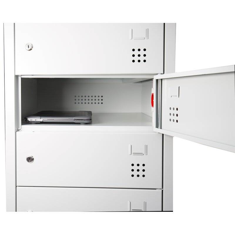 Produktbild Lüllmann Laptopschrank,elektrifiziert 10 Fächer 1800 x 500 x 500 mm in lichtgrau bild 5