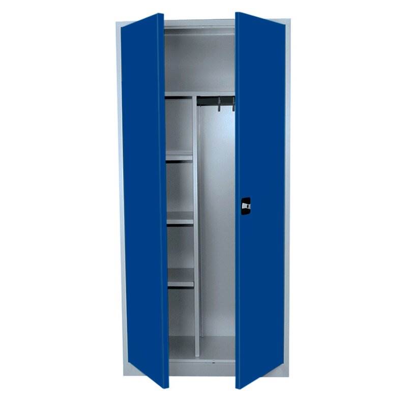 Produktbild Lüllmann Mehrzweckschrank mit Flügeltüren 1800 x 800 x 383 mm lichtgrau enzianblau