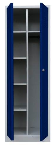 Produktbild Lüllmann Mehrzweckspind 2 Abteile 1800 x 800 x 500 mm lichtgrau mit enzianblau