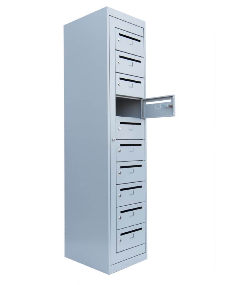 Produktbild Lüllmann Postverteilerschrank 10 Fächer 1800 x 400 x 500 mm in lichtgrau