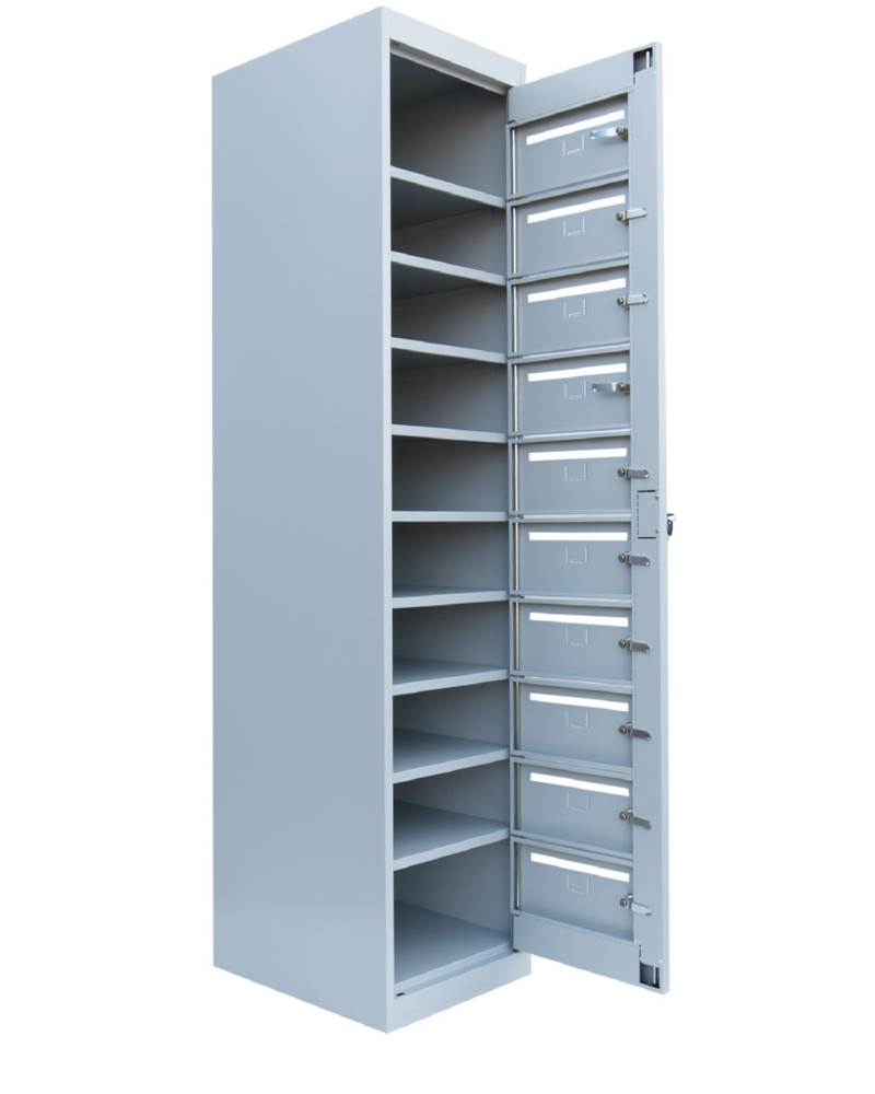 Produktbild Lüllmann Postverteilerschrank 10 Fächer 1800 x 400 x 500 mm in lichtgrau bild 4