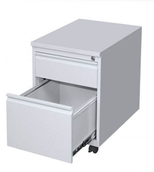 Produktbild Lüllmann Rollcontainer Frontgriffleiste 2 Schubladen 620 x 460 x 590 mm lichtgrau