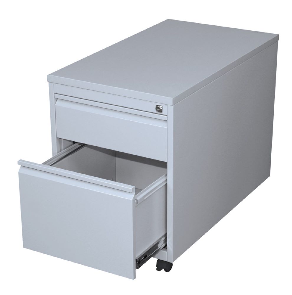 Produktbild Lüllmann Rollcontainer Frontgriffleiste 2 Schubladen 610 x 460 x 790 mm lichtgrau