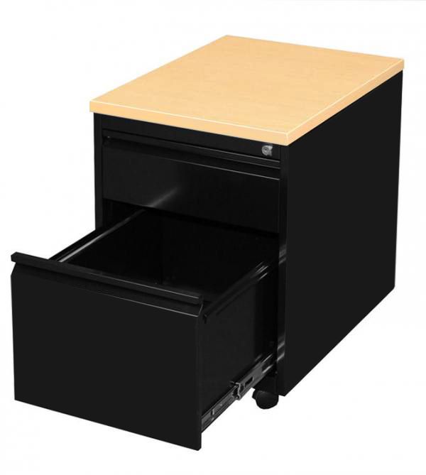 Produktbild Lüllmann Rollcontainer 2 Schubladen 620 x 460 x 590 mm tiefschwarz ahorn