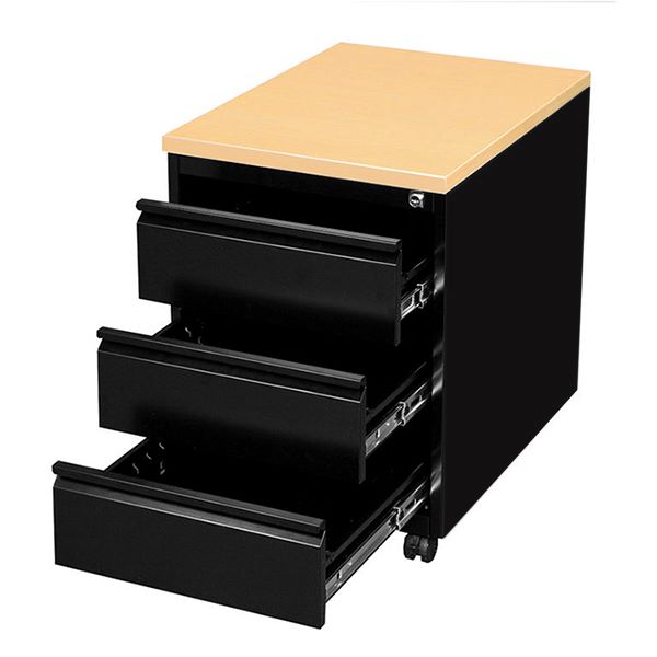 Produktbild Lüllmann Rollcontainer 3 Schubladen 620 x 460 x 590 mm tiefschwarz ahorn