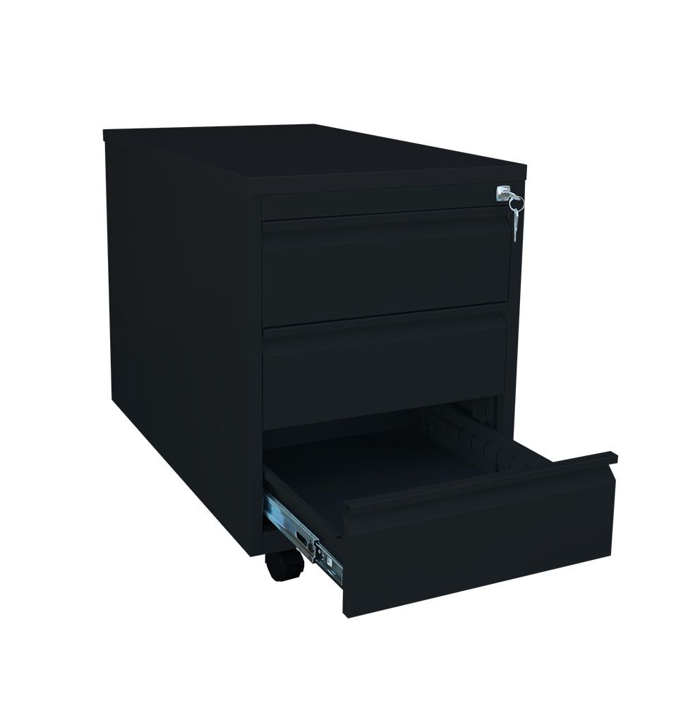 Produktbild Lüllmann Rollcontainer 3 Schubladen 610 x 460 x 590 mm tiefschwarz bild 5