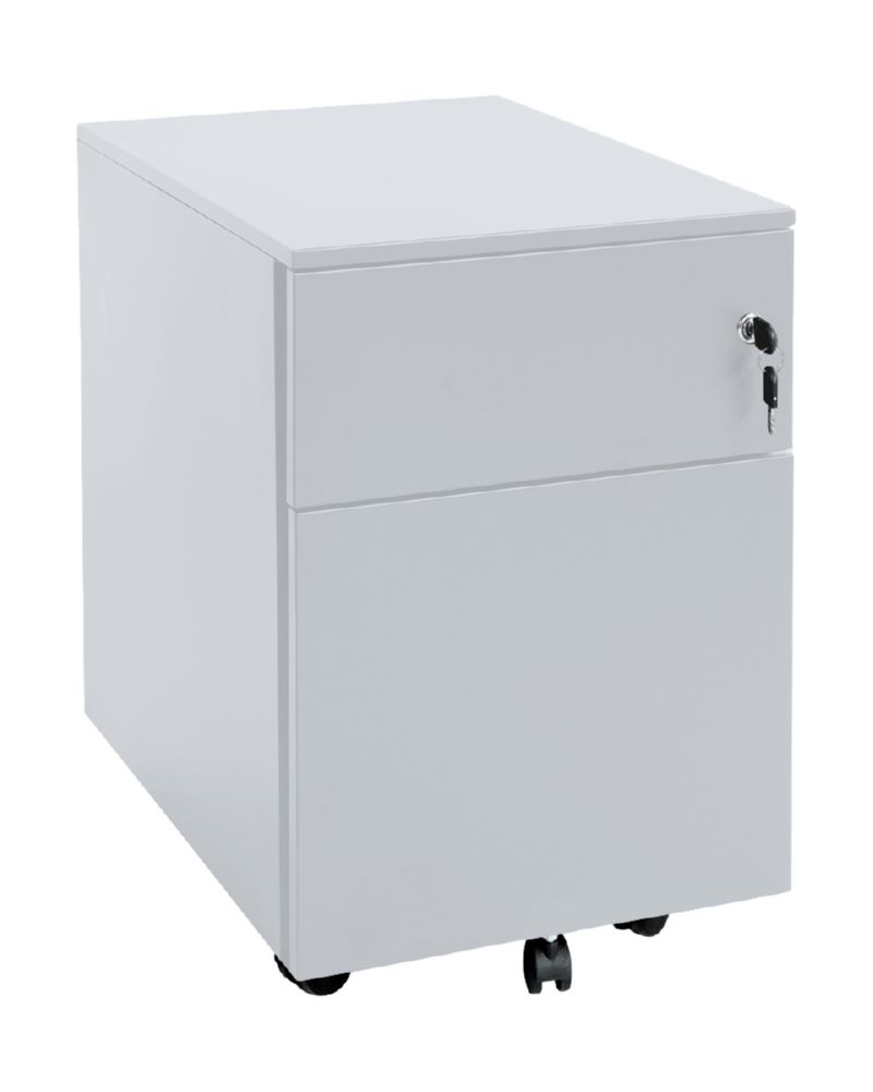 Produktbild Lüllmann Rollcontainer 2 Schubladen mit Stifteschale 550 x 400 x 590 mm lichtgrau