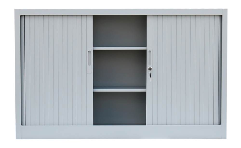 Produktbild Lüllmann Rollladenschrank mit 2 Fachböden 1050 x 1200 x 457 mm in lichtgrau bild 3