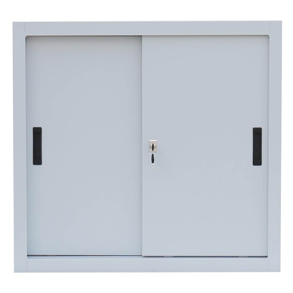 Produktbild Lüllmann Schiebetürenschrank mit 1 Fachboden 750 x 800 x 450 mm in lichtgrau bild 2