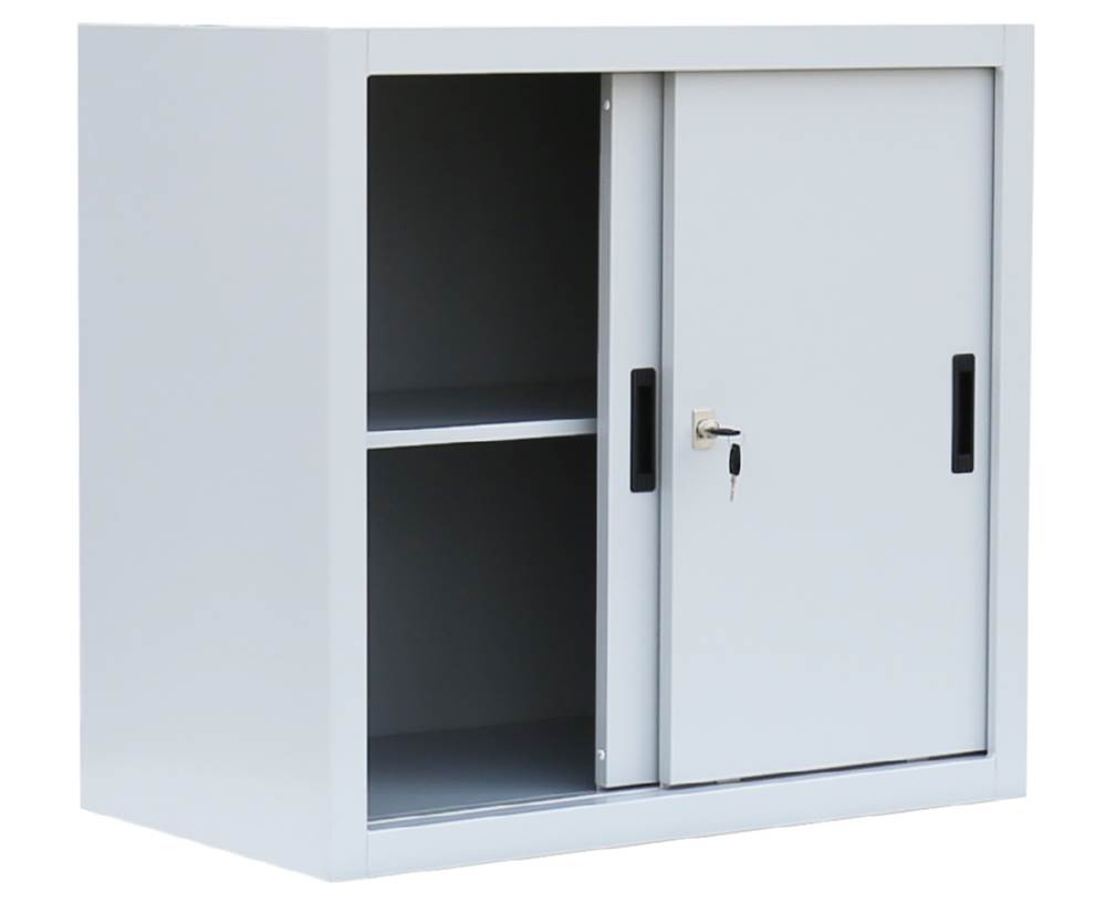 Produktbild Lüllmann Schiebetürenschrank mit 1 Fachboden 750 x 800 x 450 mm in lichtgrau bild 3