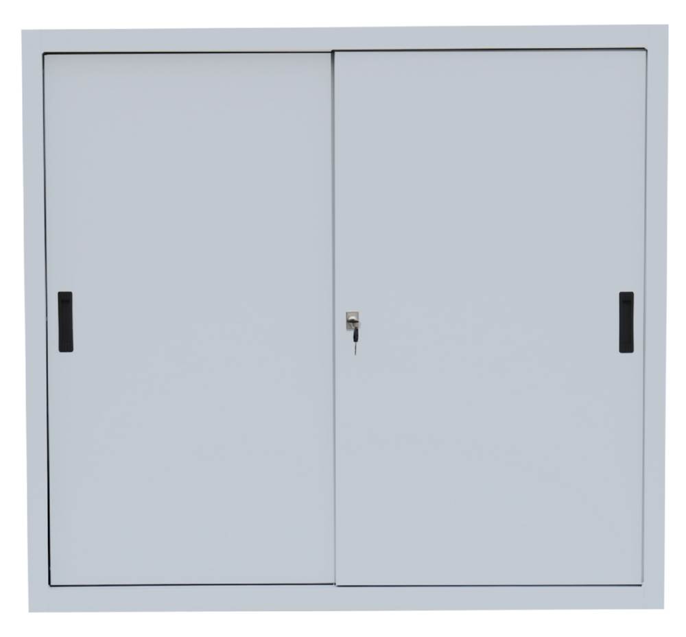 Produktbild Lüllmann Schiebetürenschrank mit 2 Fachböden 1090 x 1200 x 450 mm in lichtgrau bild 2