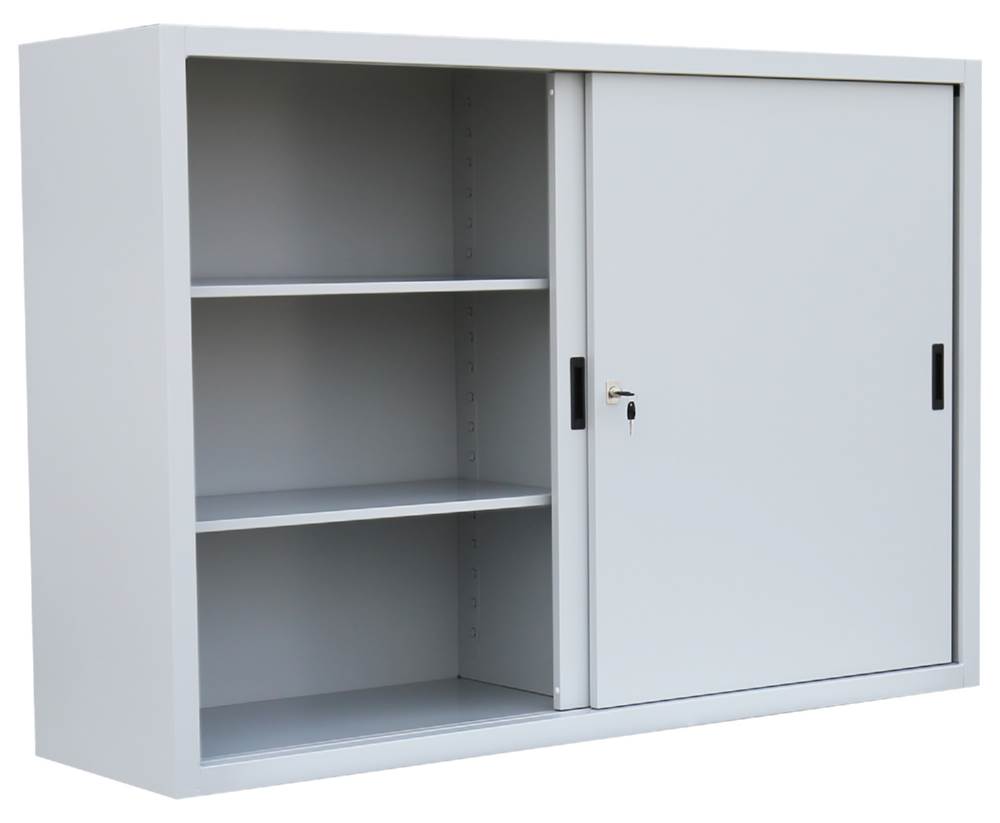 Produktbild Lüllmann Schiebetürenschrank mit 2 Fachböden 1090 x 1600 x 450 mm in lichtgrau bild 3