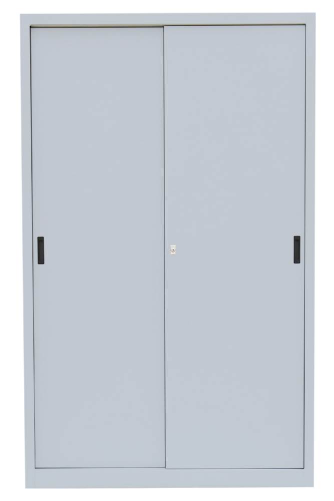 Produktbild Lüllmann Schiebetürenschrank mit 4 Fachböden 1950 x 1200 x 450 mm in lichtgrau bild 2